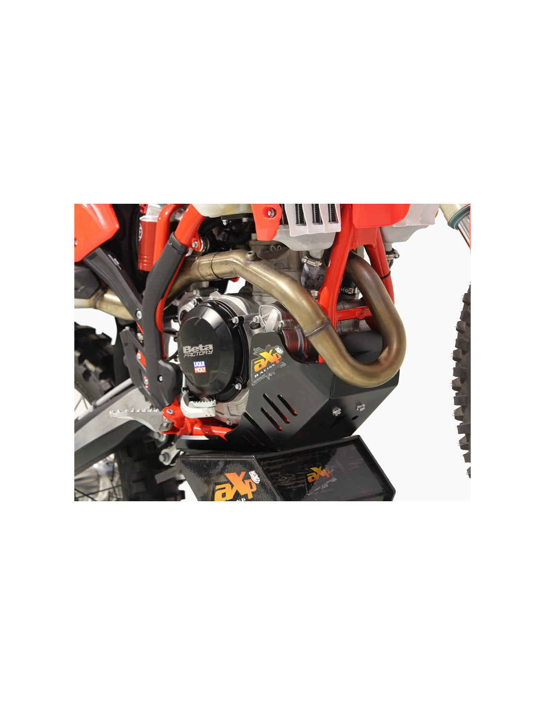 Right side of the black HDPE plastic skid plate with linkage guard for Beta 350RR - 500RR