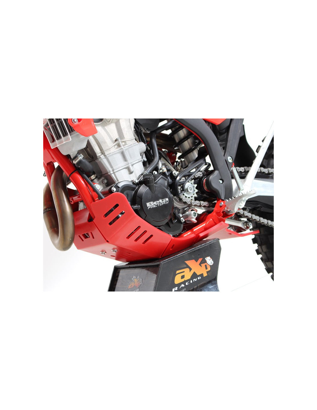 Côté gauche du sabot rouge en plastique PEHD avec protection de biellette pour Beta 350RR - 500RR