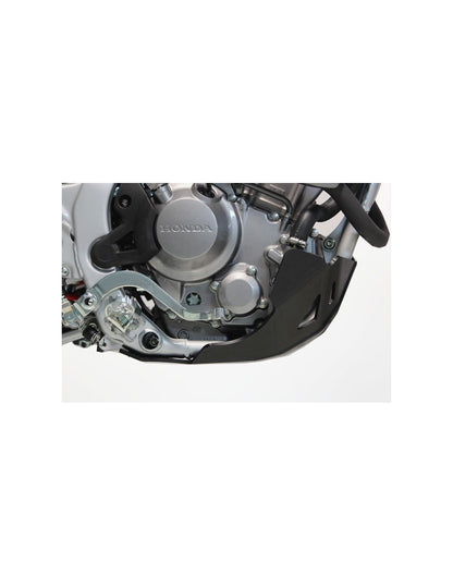 Left side of the black HDPE plastic skid plate for Honda CRF300L