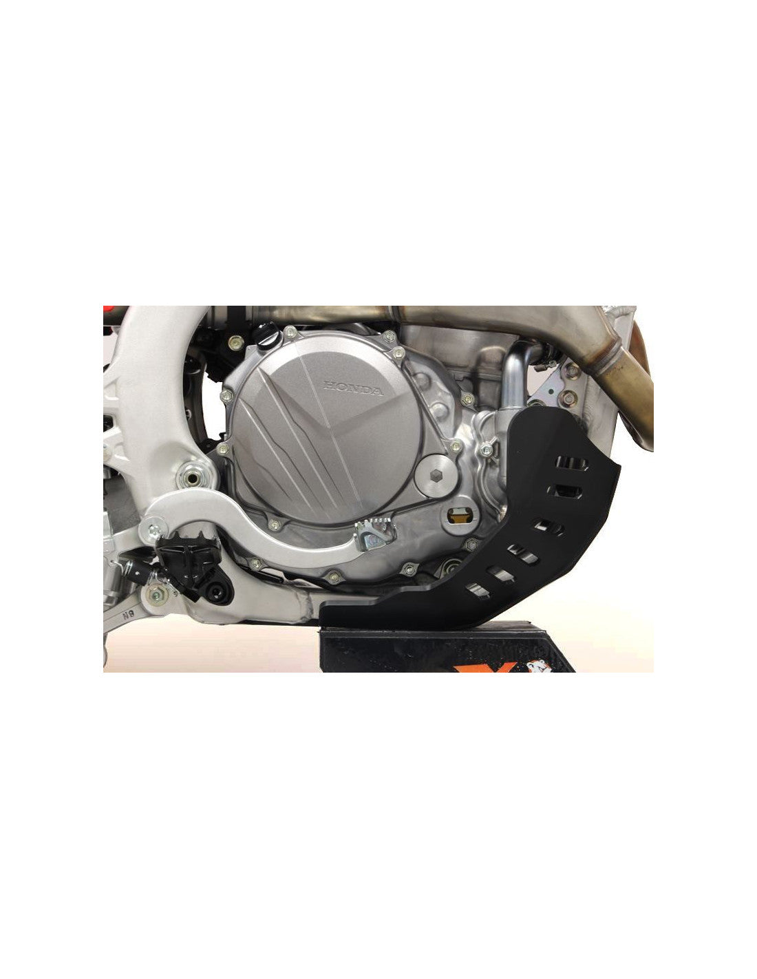 Right side of the black 6mm HDPE plastic skid plate for Honda CRF250R - CRF450R
