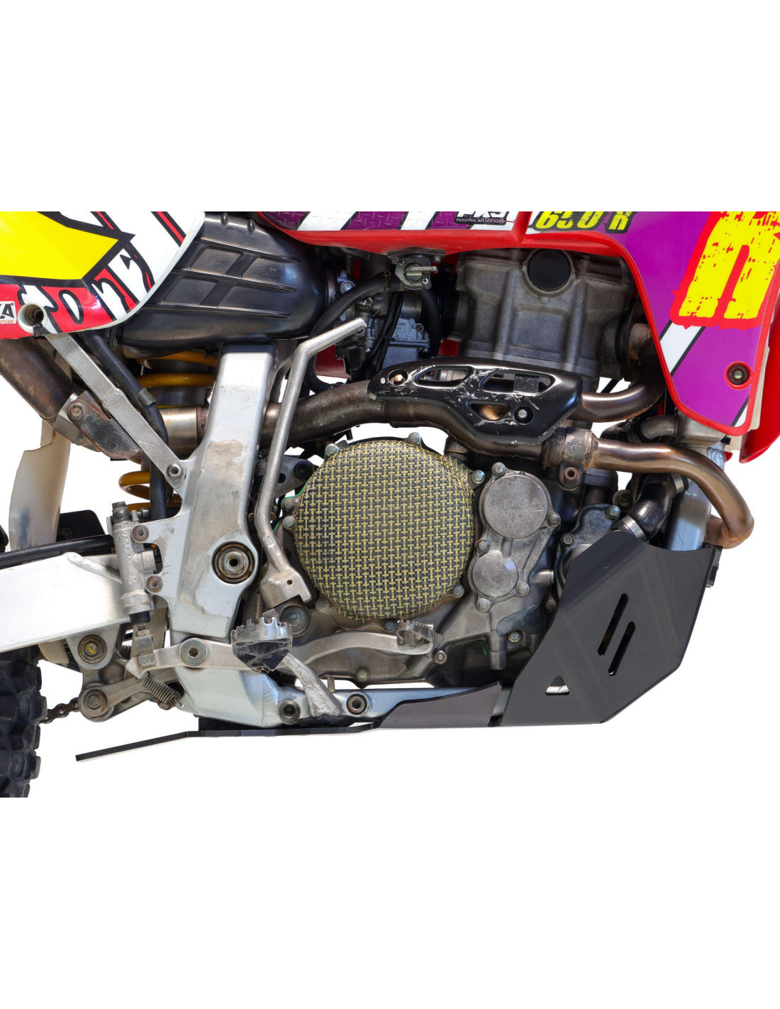 Côté droit du sabot noir en plastique PEHD 6mm avec protection de biellette pour Honda XR650R