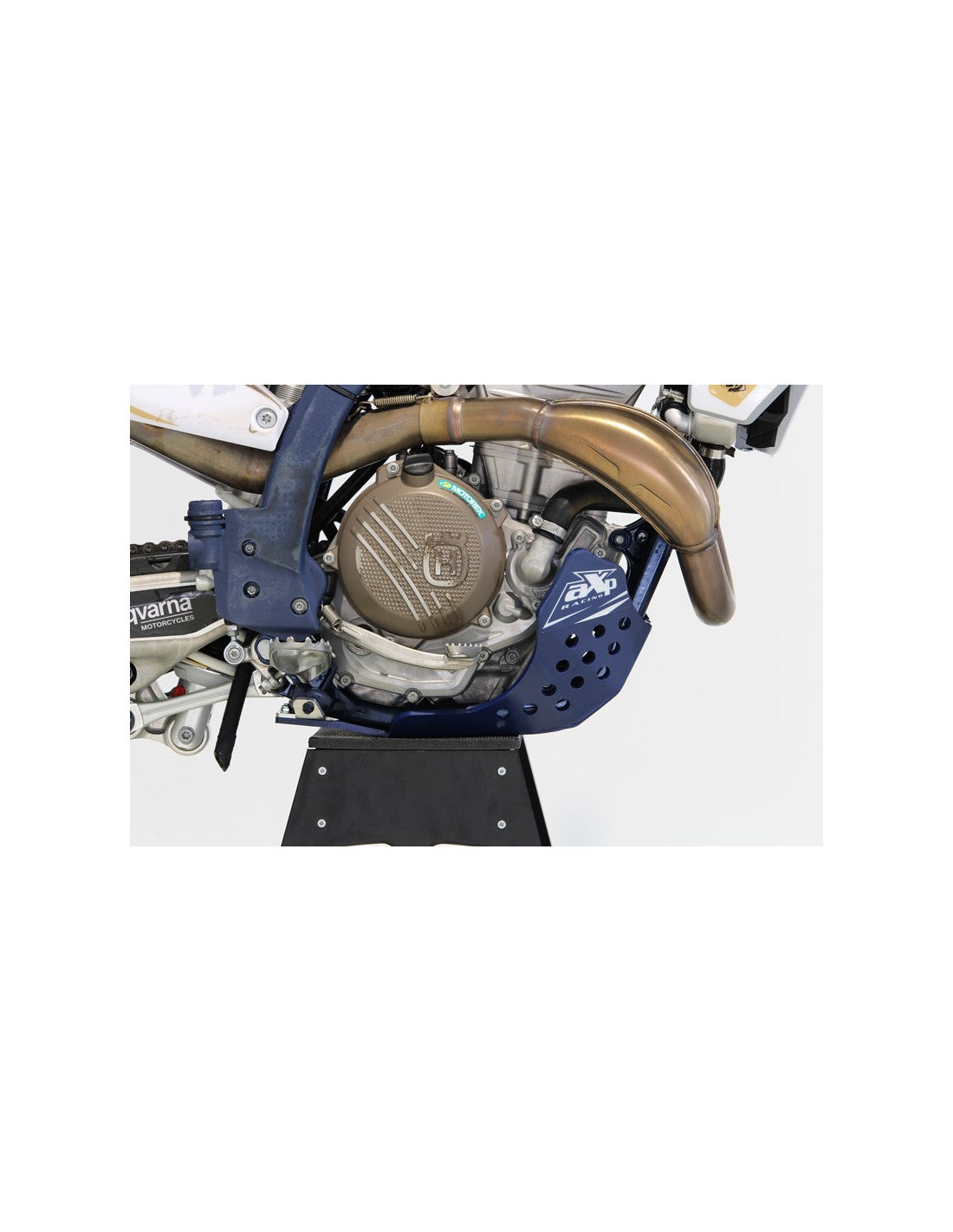 Right side of the blue 6mm HDPE plastic skid plate for Husqvarna FC250 - FE300