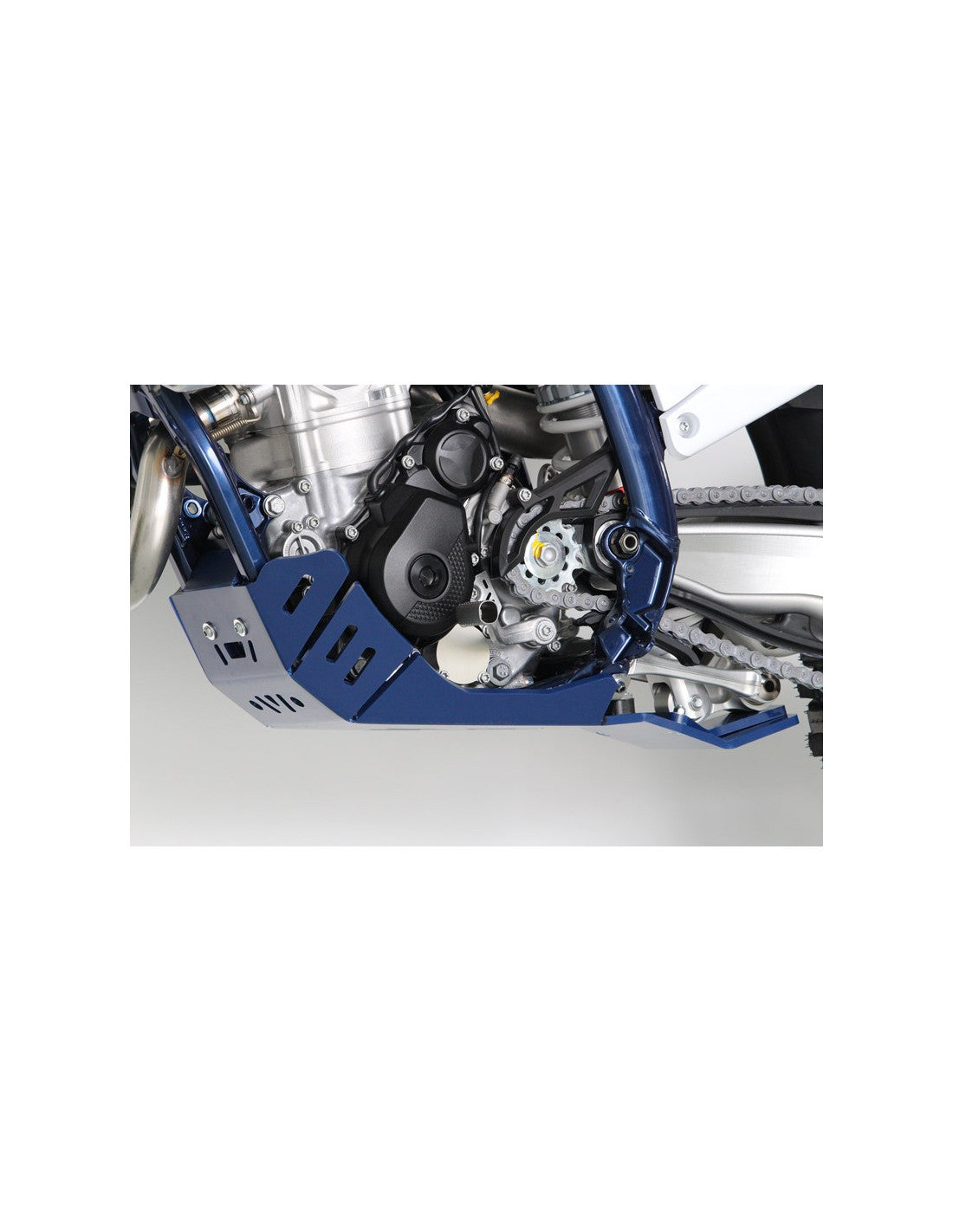 Côté gauche du sabot bleu en plastique PEHD avec protection de biellette pour Husqvarna FC250 - FC350