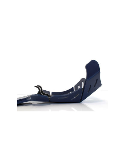 Right side of the blue HDPE plastic skid plate with linkage guard for Husqvarna FE250 - FE350