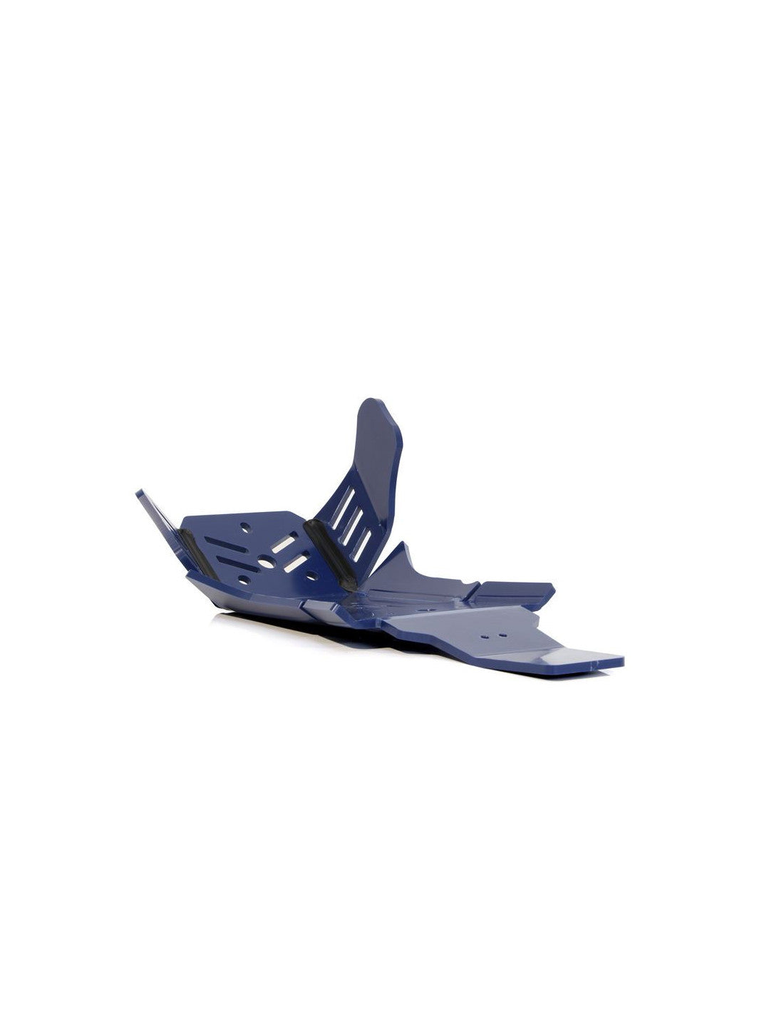 Vue arrière du sabot bleu en plastique PEHD avec protection de biellette pour Husqvarna FE450 - FE501