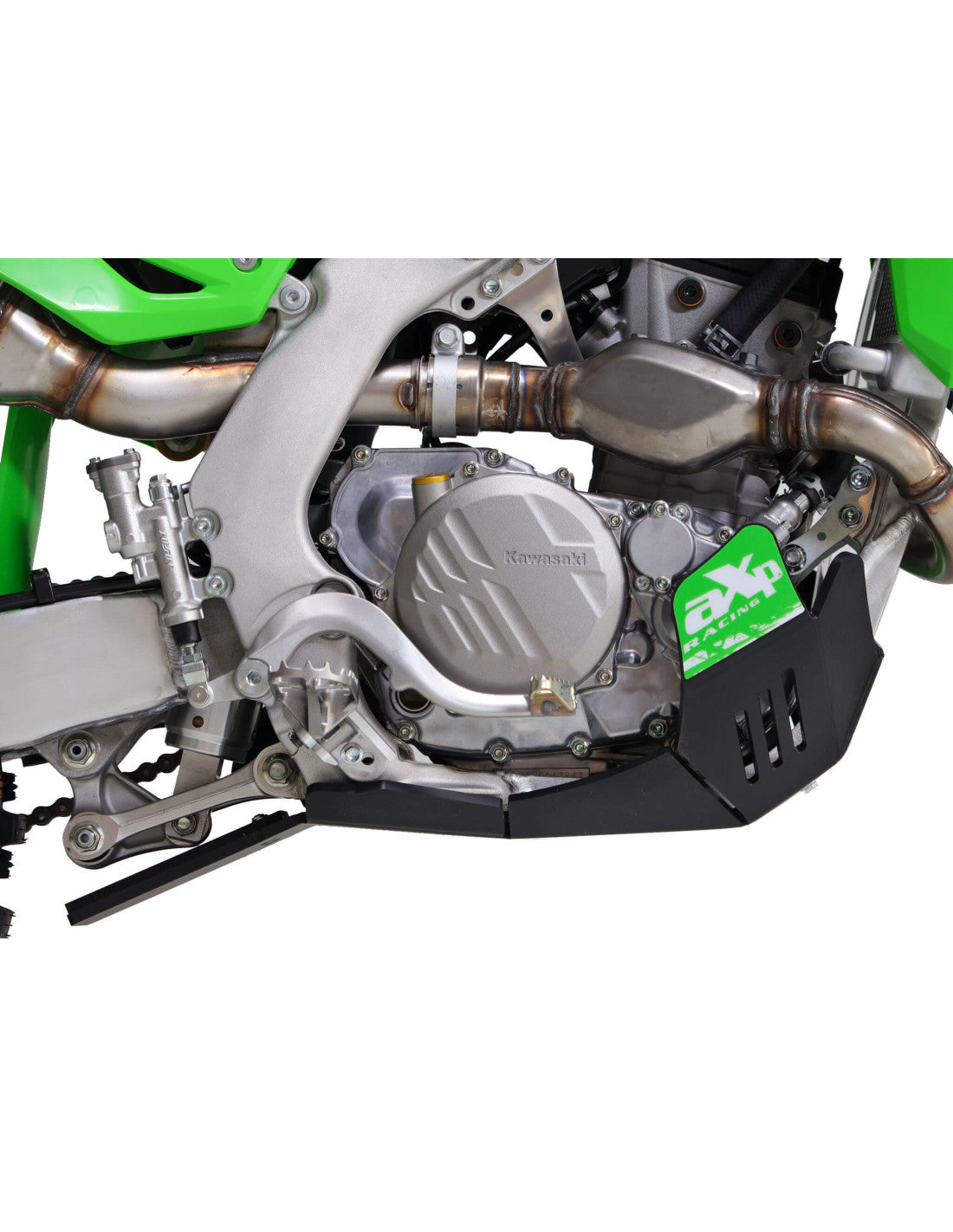 Côté droit du sabot noir en plastique PEHD avec protection de biellette pour Kawasaki KX250 / KX250X