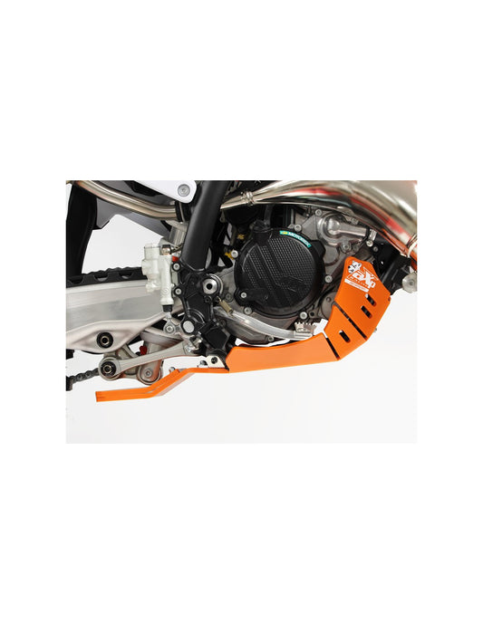 Côté droit du sabot orange en plastique PEHD avec protection de biellette pour KTM 125SX et 125XC