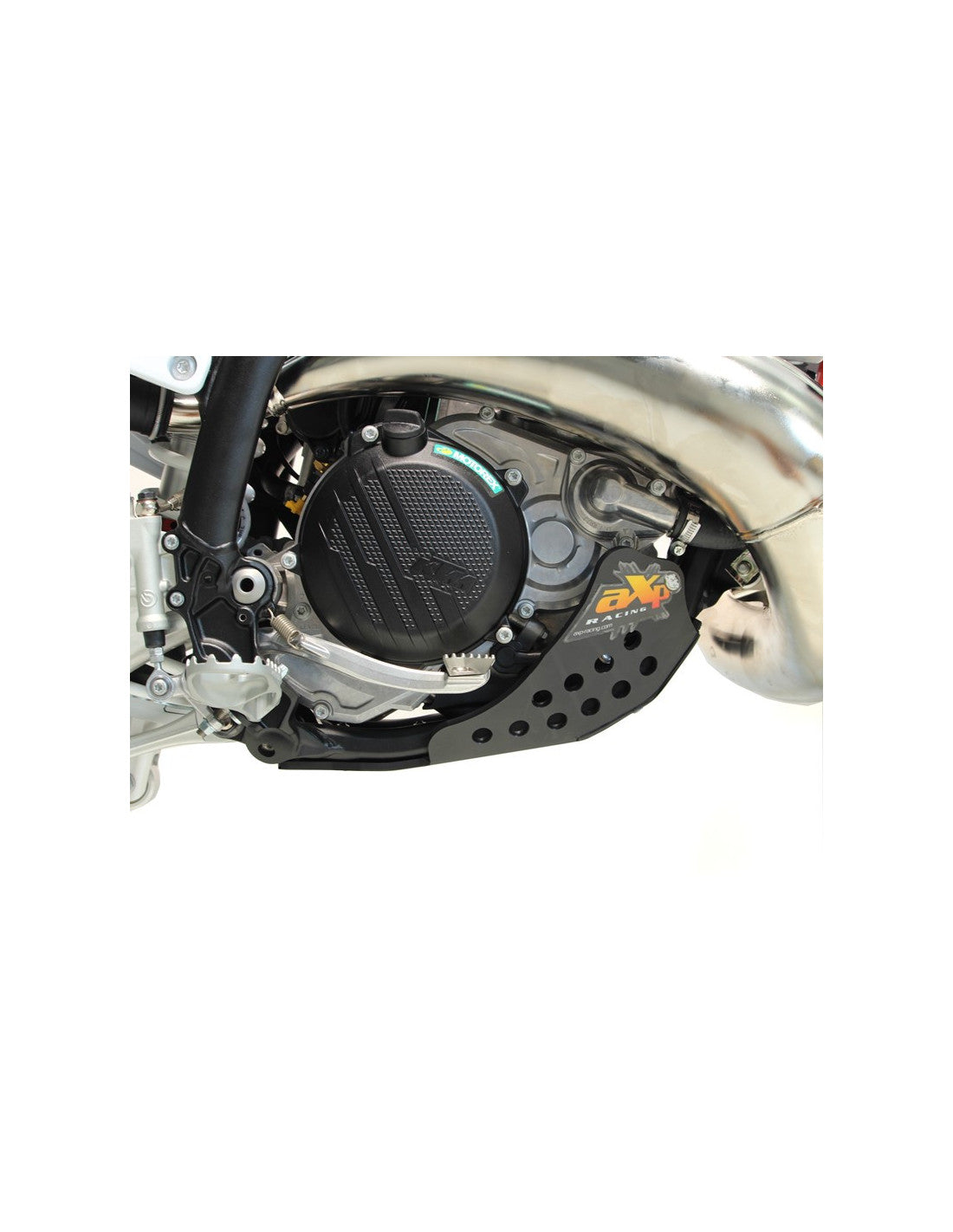 Right side of the black HDPE plastic skid plate for KTM and Husqvarna 250 - 300