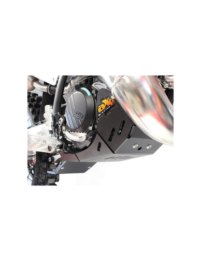 Right side of the black HDPE plastic skid plate with linkage guard for KTM 250-300 - Husqvarna 250-300