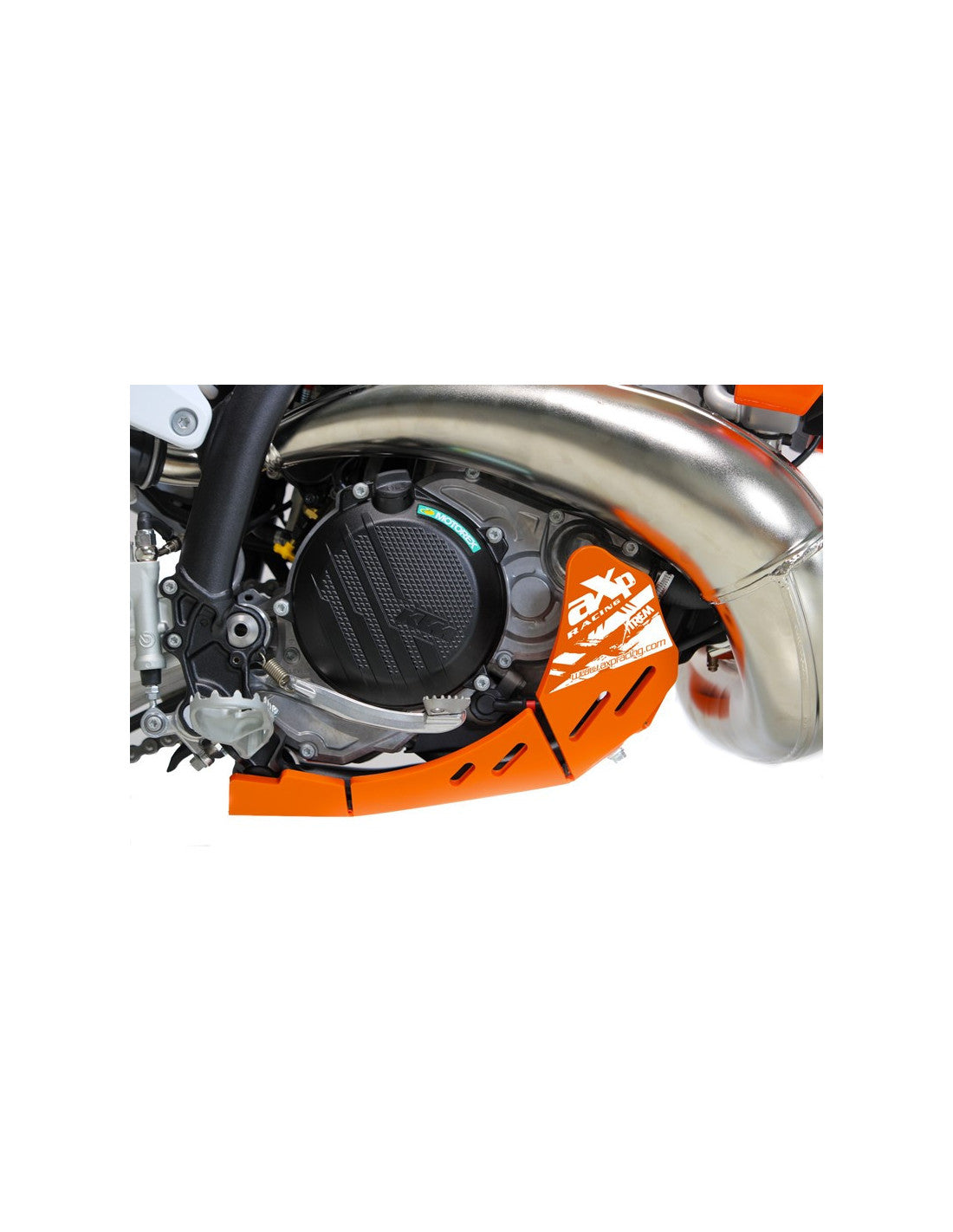 Right side of the orange HDPE plastic skid plate for KTM 250EXC and 300EXC