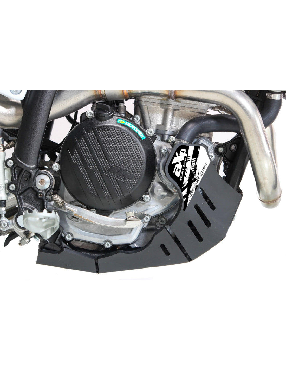Right side of the black HDPE plastic skid plate for KTM 250EXCF and 350EXCF