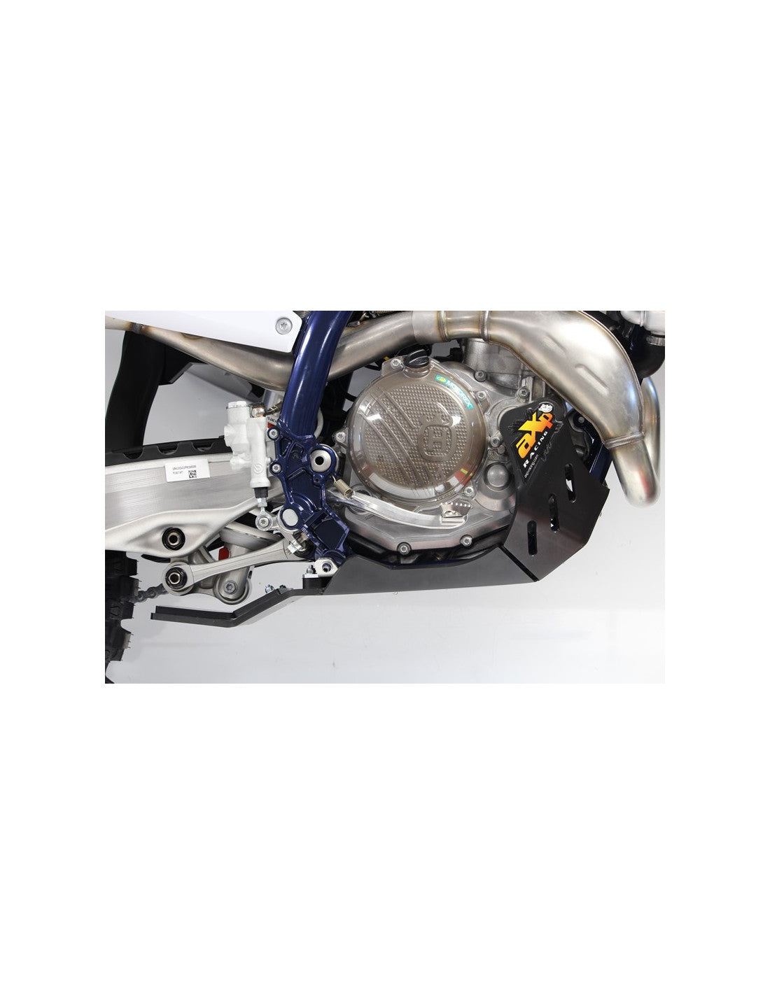 Right side of the black HDPE plastic skid plate with linkage guard for KTM - Husqvarna