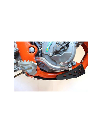 Right side of the black 6mm HDPE plastic skid plate for KTM - GasGas - Husqvarna 65cc