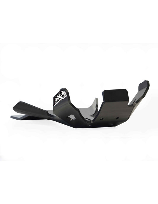 Black HDPE plastic skid plate with linkage guard for Rieju MR250 and MR300 pro