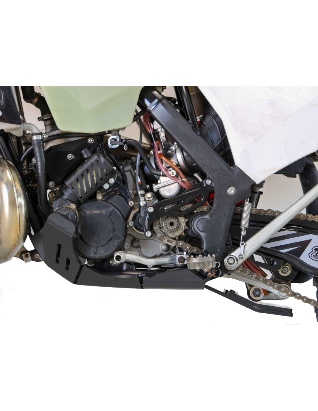 Left side of the HDPE plastic skid plate for Rieju MR250 and MR300 pro