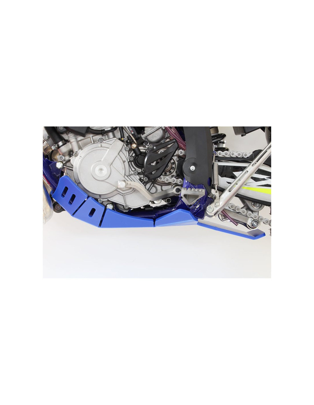 Côté gauche du sabot bleu en plastique PEHD avec protection de biellette pour Sherco 250 - 300 2T