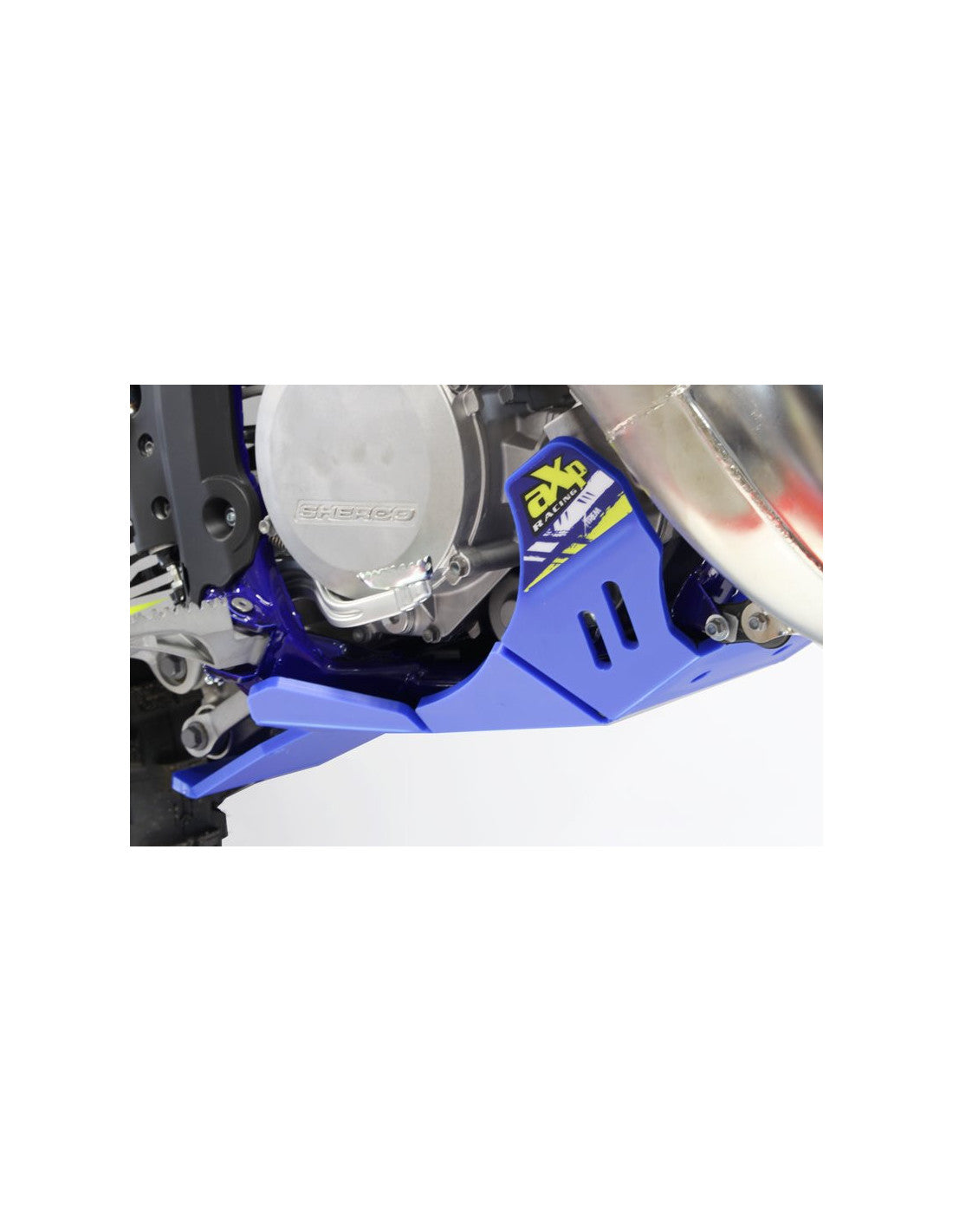 Côté droit du sabot bleu en plastique PEHD avec protection de biellette pour Sherco 250 - 300 2T