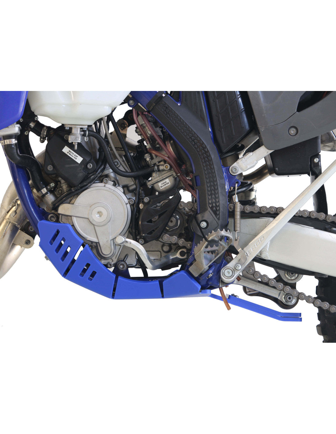 Côté gauche du sabot bleu en plastique PEHD avec protection de biellette pour Sherco 125SE Factory
