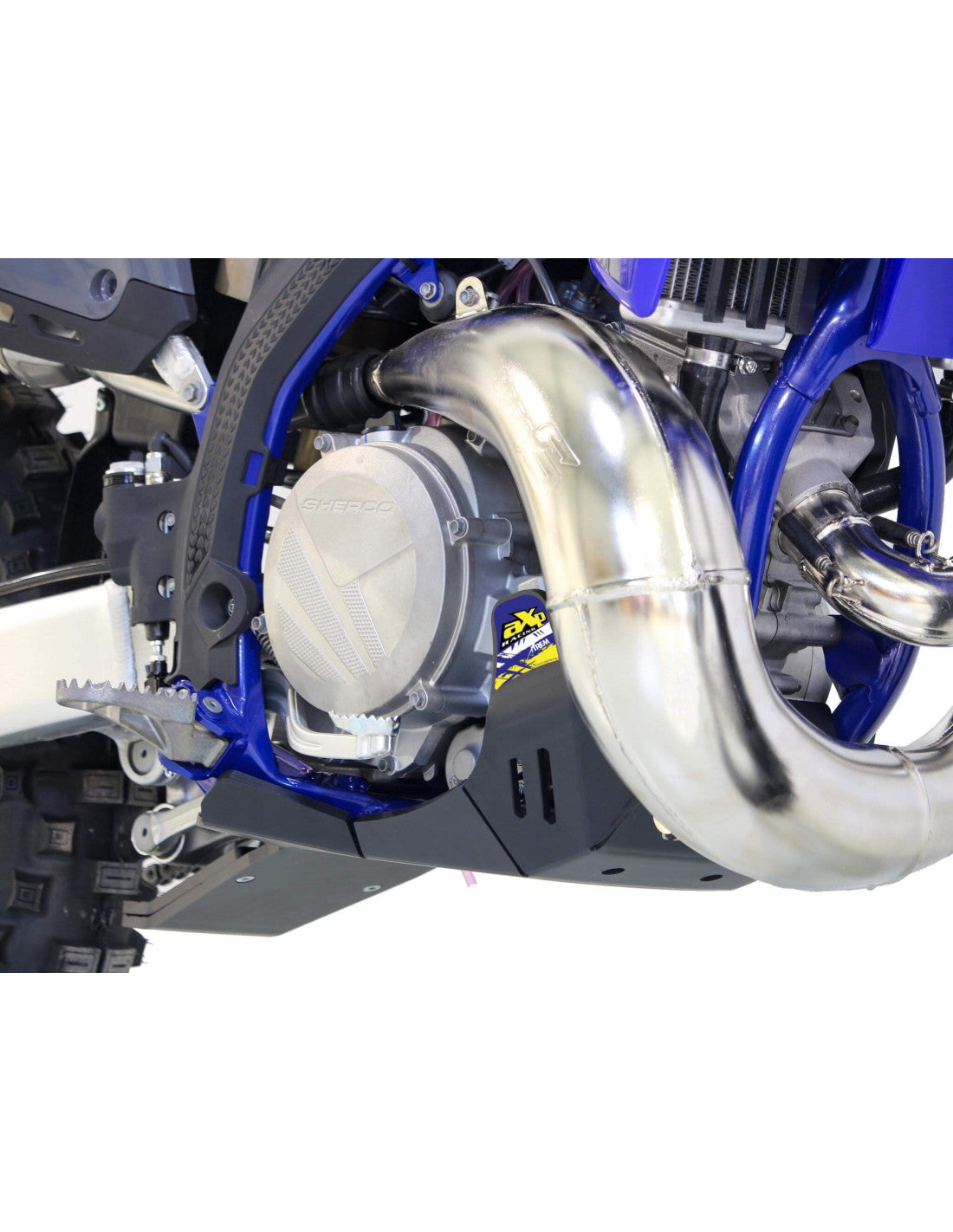 Black HDPE plastic skid plate with linkage guard for Sherco SE250 - SE300 Factory