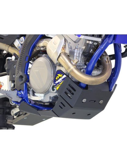 Black HDPE plastic skid plate with linkage guard for Sherco SEF250 - SEF300 Factory