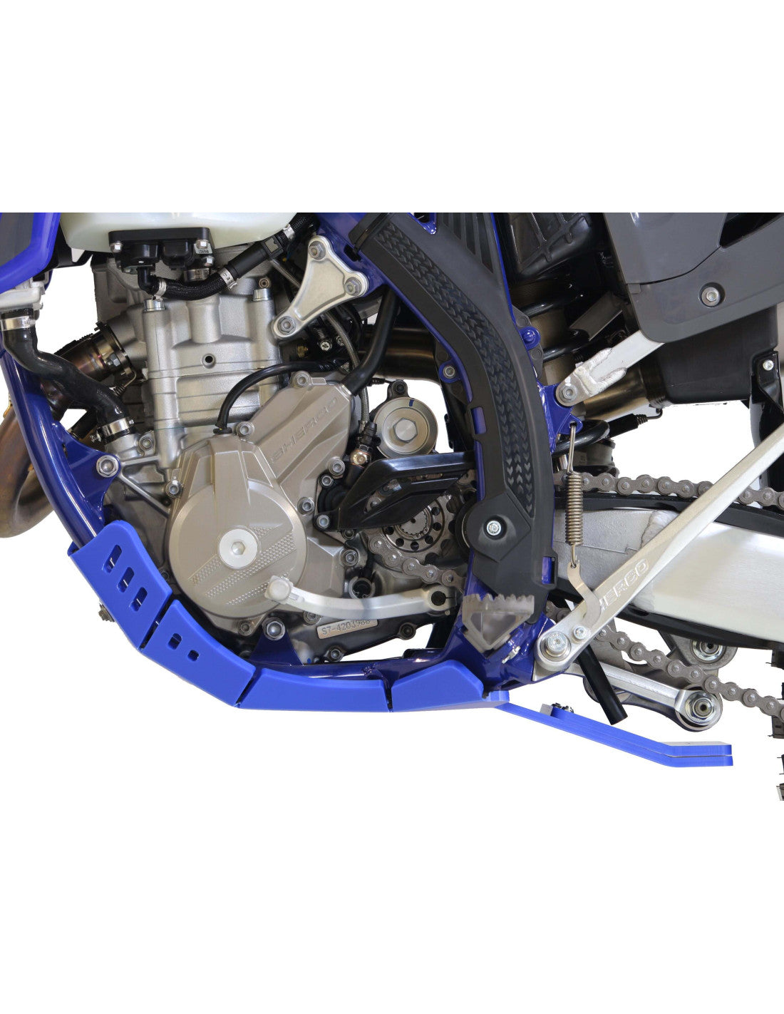 Côté gauche du sabot bleu en plastique PEHD avec protection de biellette pour Sherco SEF250 - SEF300 Factory