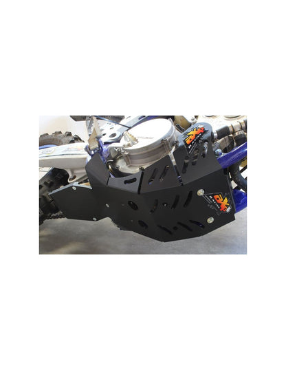 Bottom view of the black HDPE plastic skid plate with linkage guard for Sherco SER250F - SER300F