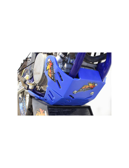 Right side of the blue HDPE plastic skid plate with linkage guard for Sherco SER250F - SER300F