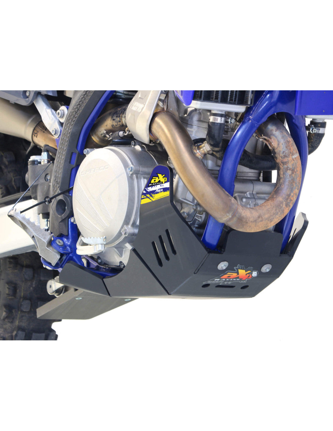 Black HDPE plastic skid plate with linkage guard for Sherco SEF450 / SEF500 Factory