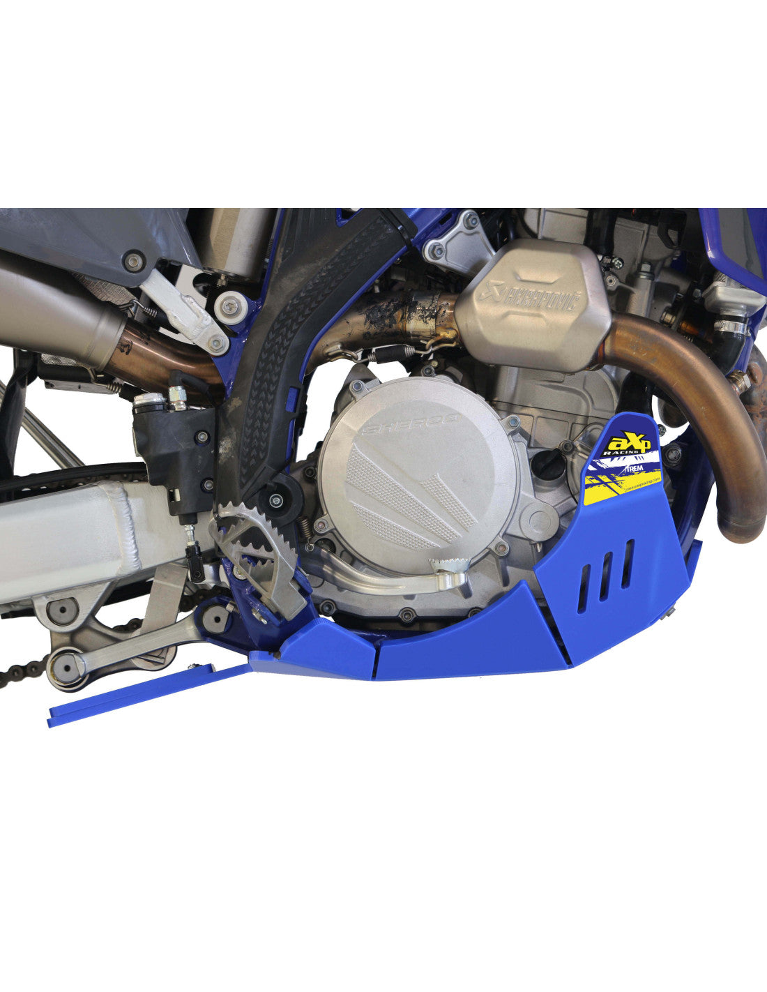 Côté droit du sabot bleu en plastique PEHD avec protection de biellette pour Sherco SEF450 / SEF500 Factory