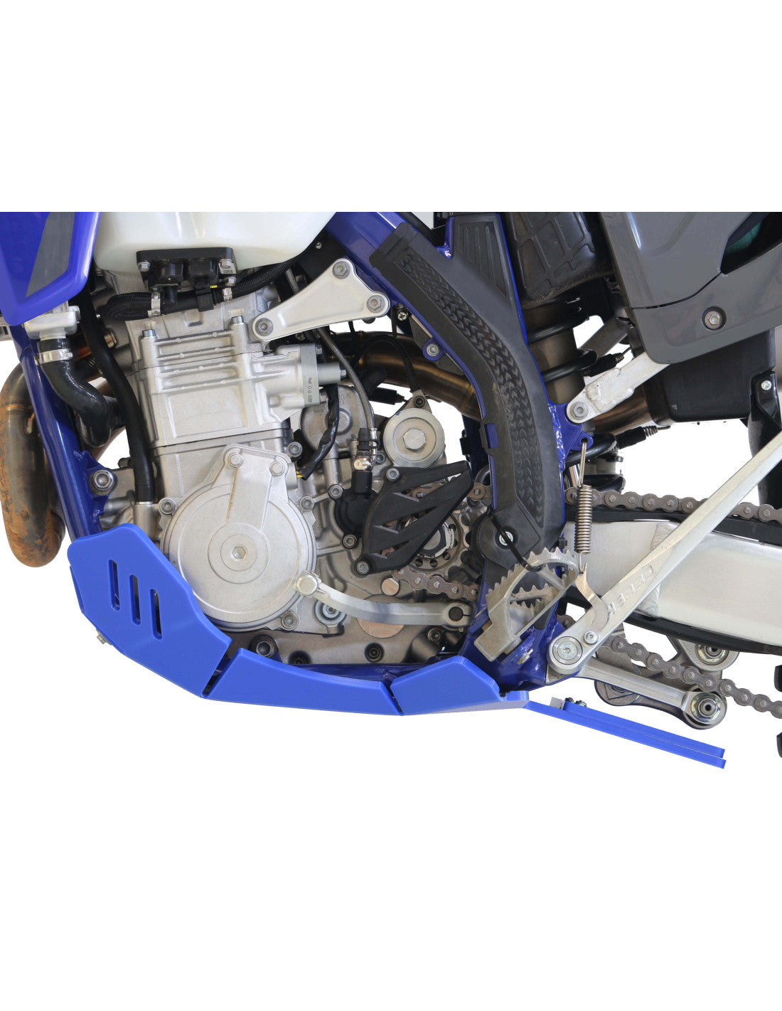 Côté gauche du sabot bleu en plastique PEHD avec protection de biellette pour Sherco SEF450 / SEF500 Factory
