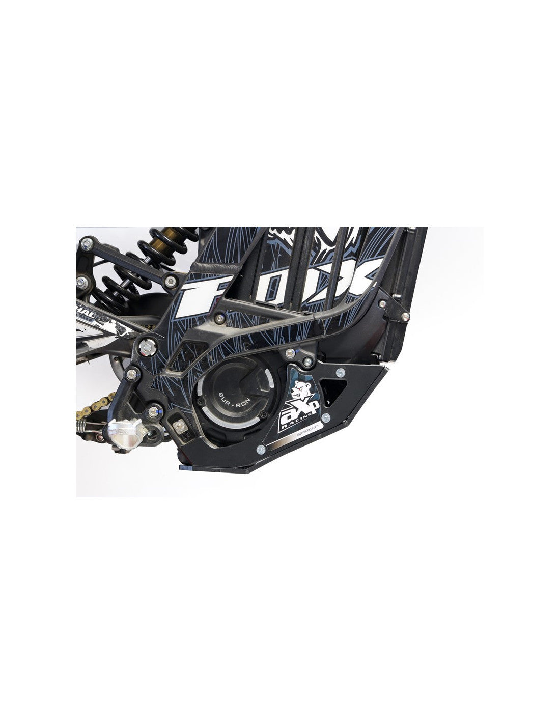 Right side of the black HDPE plastic skid plate for Surron Lightbee