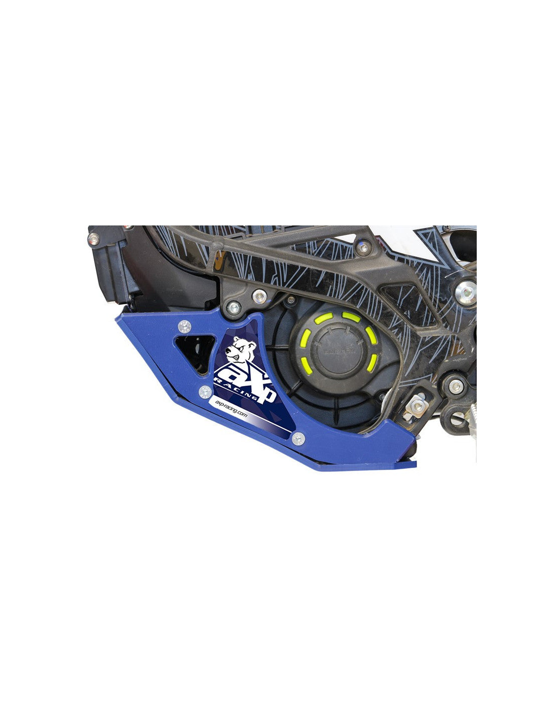 Left side of the blue HDPE plastic skid plate for Surron Lightbee