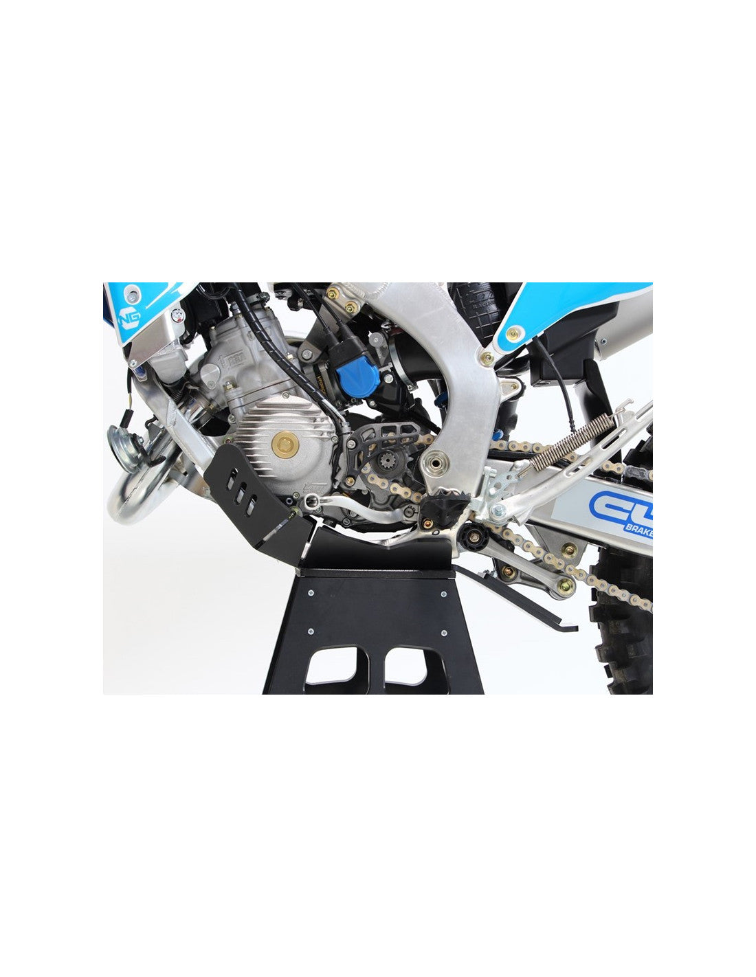 Côté droit du sabot noir en plastique PEHD avec protection de biellette pour TM Racing EN125Fi et EN144Fi