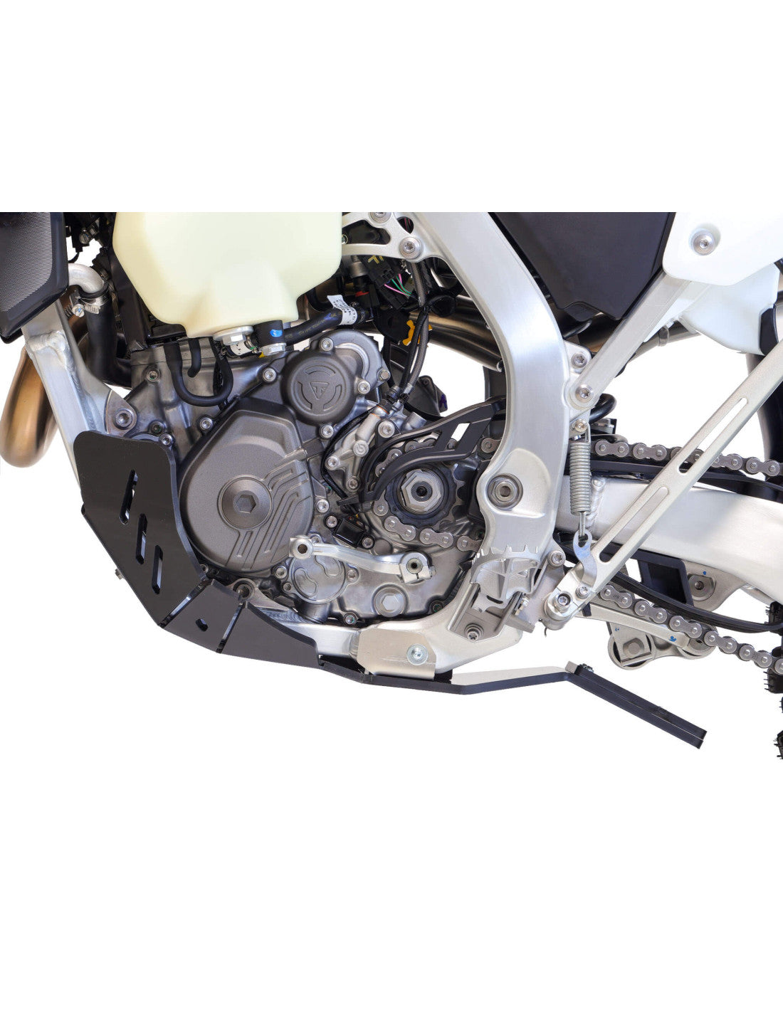 Côté gauche du sabot noir en plastique PEHD avec protection de biellette pour Triumph TF450-RC et TF450-E