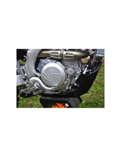Right side of the black HDPE plastic skid plate with linkage guard for Yamaha - Fantic