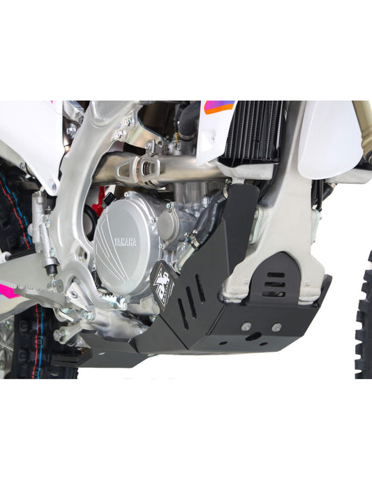 Right side of the 8mm black HDPE skid plate with linkage guard for Yamaha YZ250F