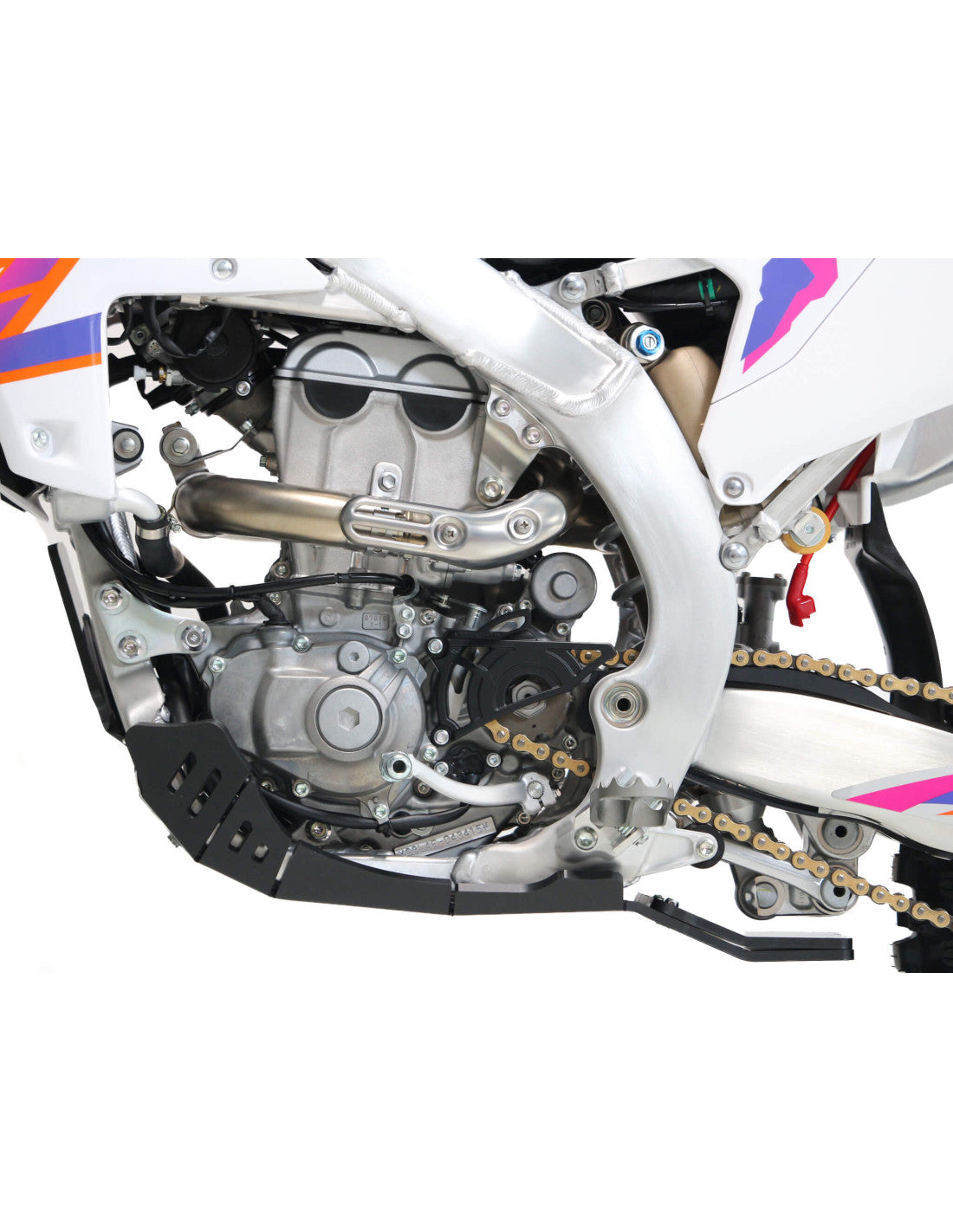 Côté gauche du sabot noir en plastique PEHD 8mm avec protection de biellette pour Yamaha YZ250F