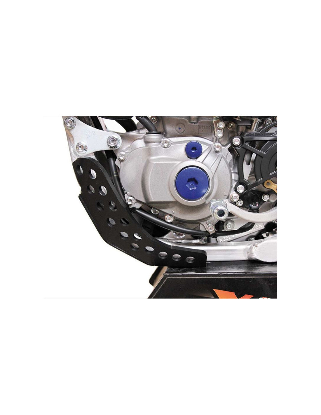 Left side of the black HDPE plastic skid plate for Yamaha YZ250F - Fantic XE250F