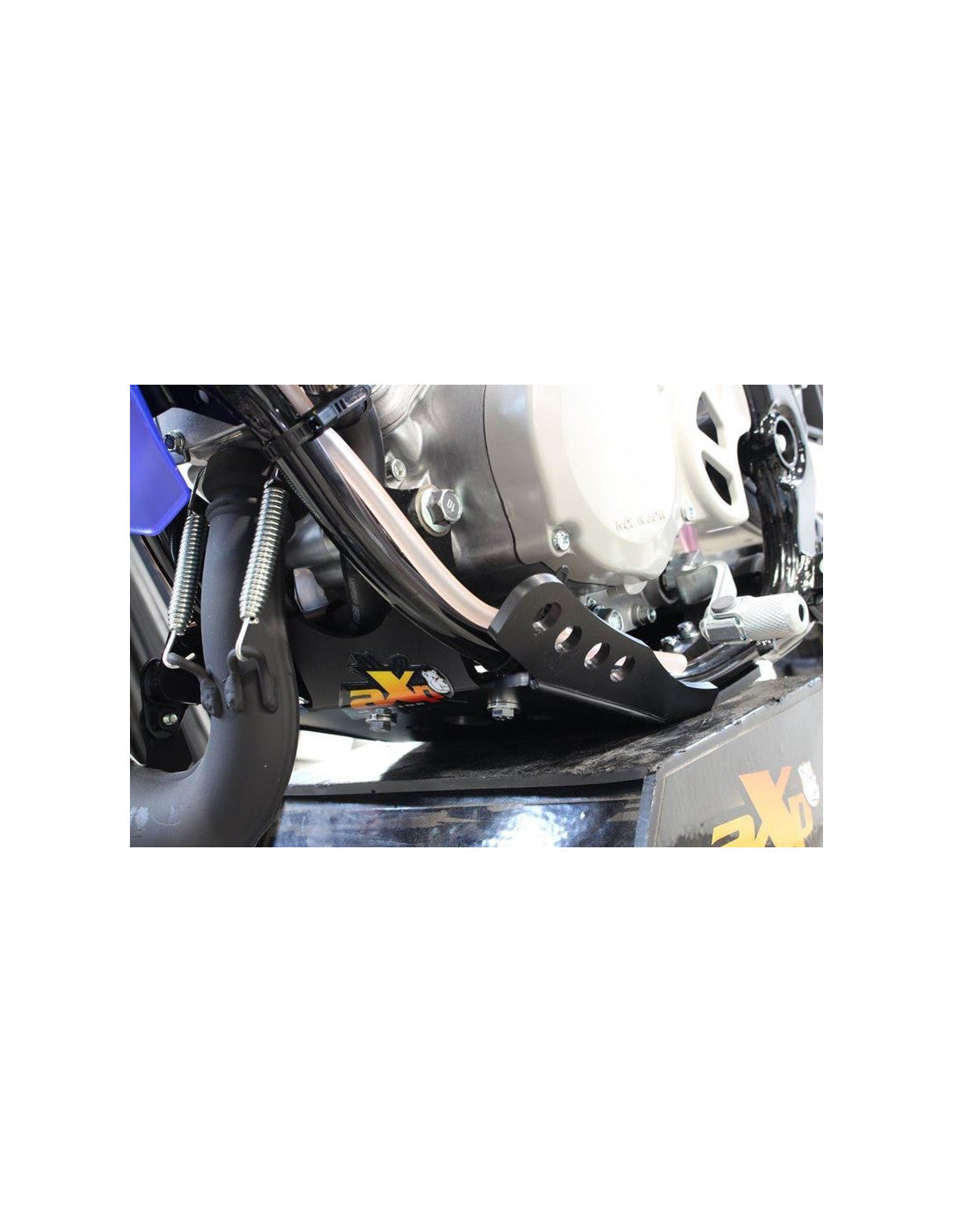 Left side of the black HDPE plastic skid plate for Yamaha YZ65