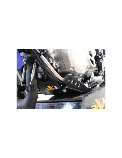 Left side of the black HDPE plastic skid plate for Yamaha YZ65