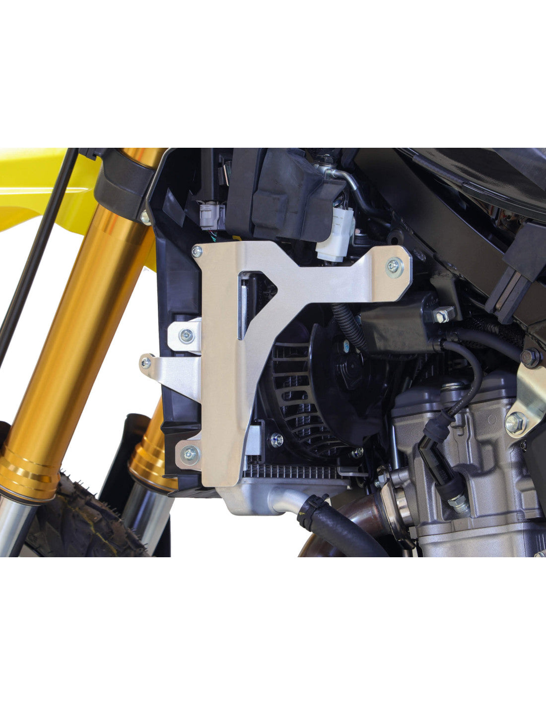 Radiator braces in aluminum with black spacers for Suzuki DR-Z4S