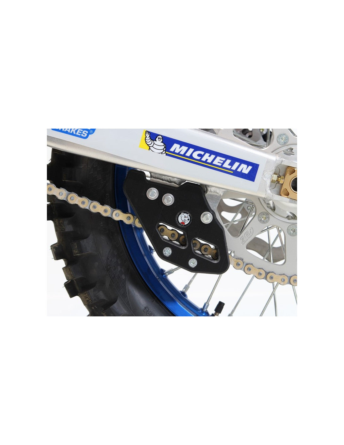 Side view of the chain guide in UHMW plastic for TM Racing