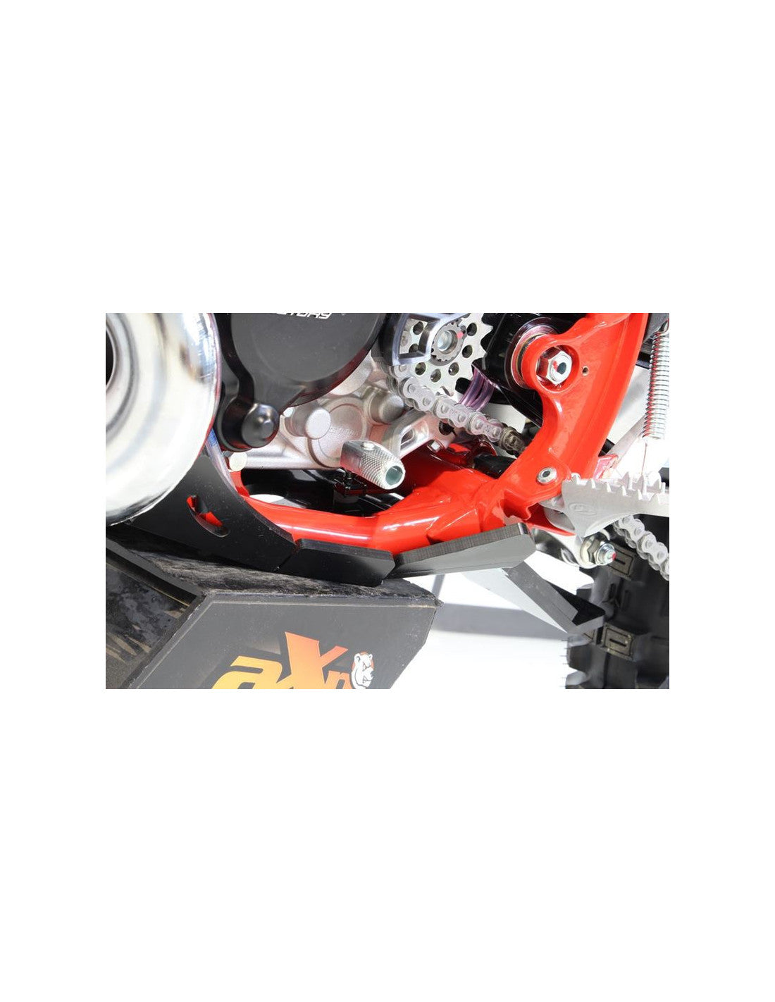 Left side of the HDPE plastic skid plate with linkage guard for Beta 125RR - 200RR