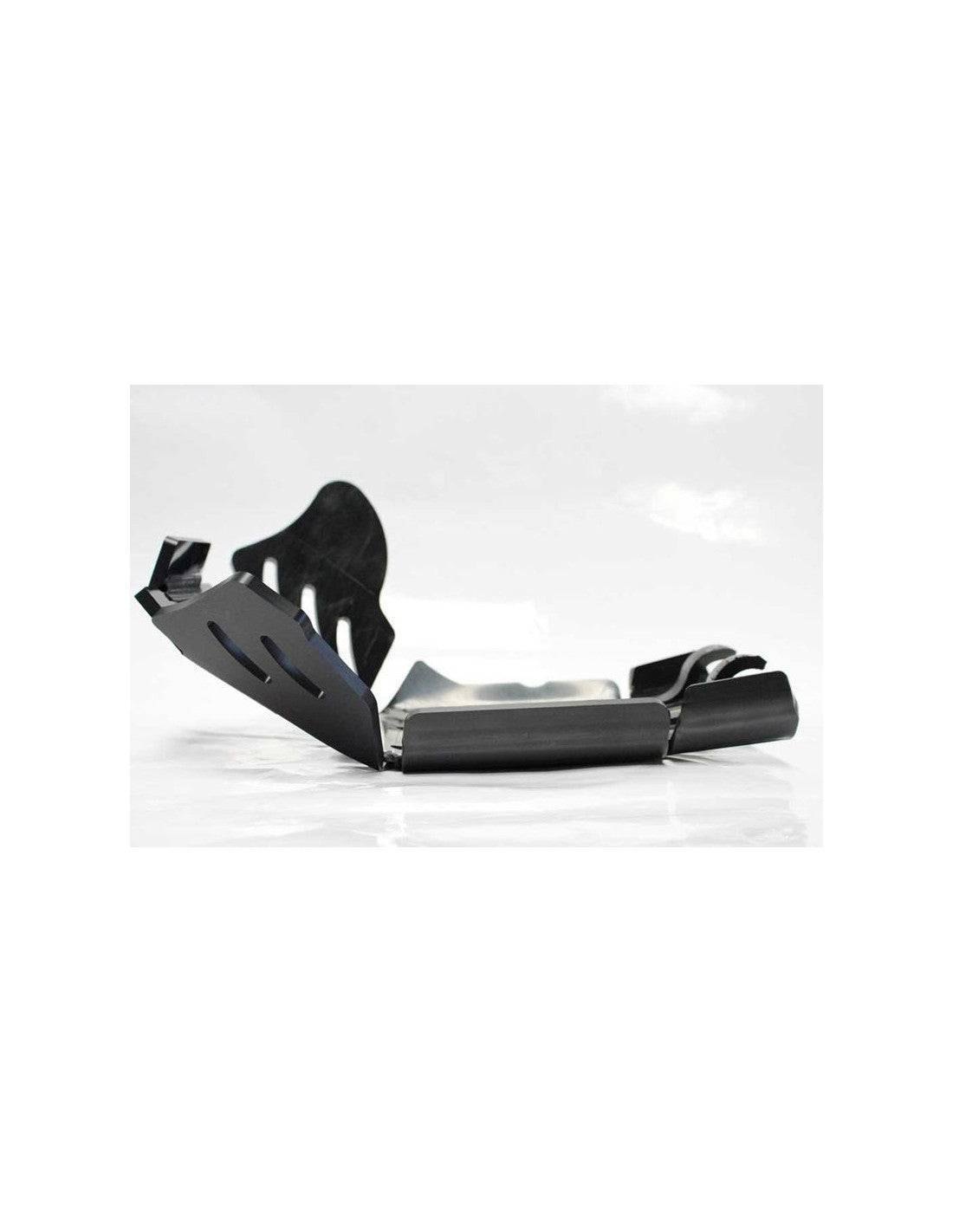 Left side of the black HDPE plastic skid plate for KTM 250 - 300EXCF