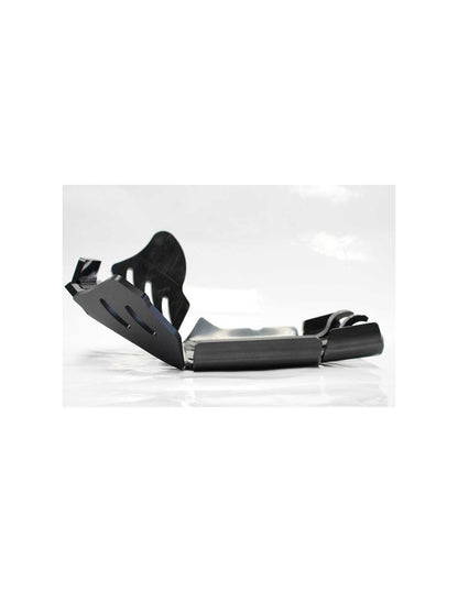 Left side of the black HDPE plastic skid plate for KTM 250 - 300EXCF