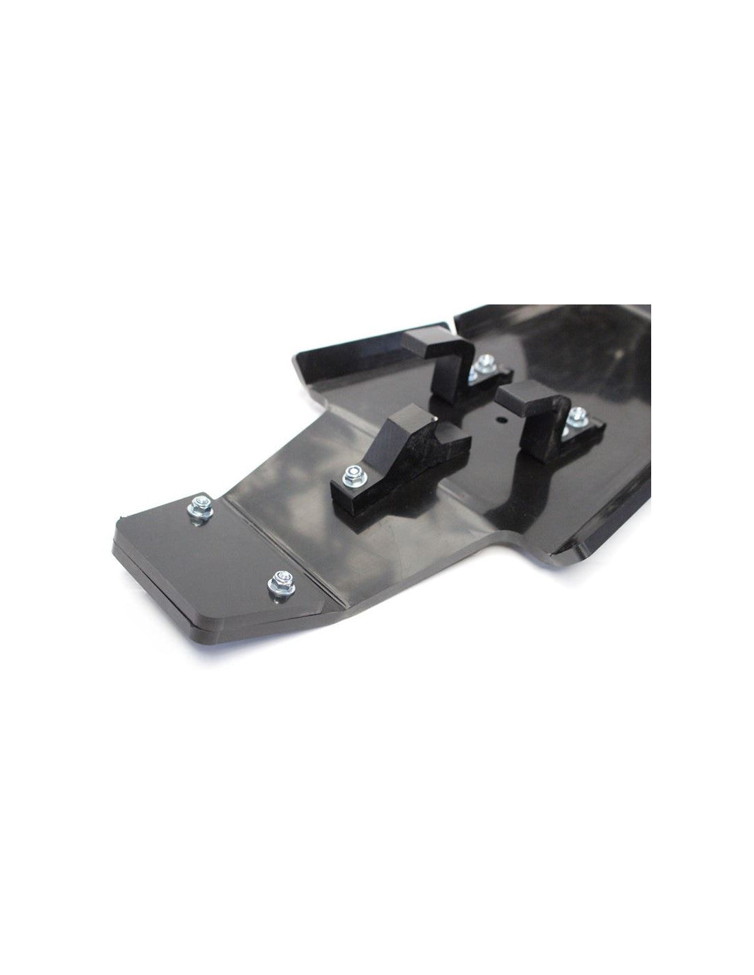 Vue rapprochée de la protection de biellette du sabot noir en plastique PEHD pour Yamaha YZ250F - YZ450F