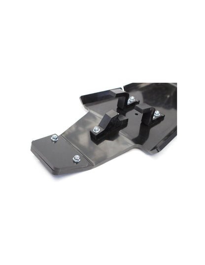 Vue rapprochée de la protection de biellette du sabot noir en plastique PEHD pour Yamaha YZ250F - YZ450F