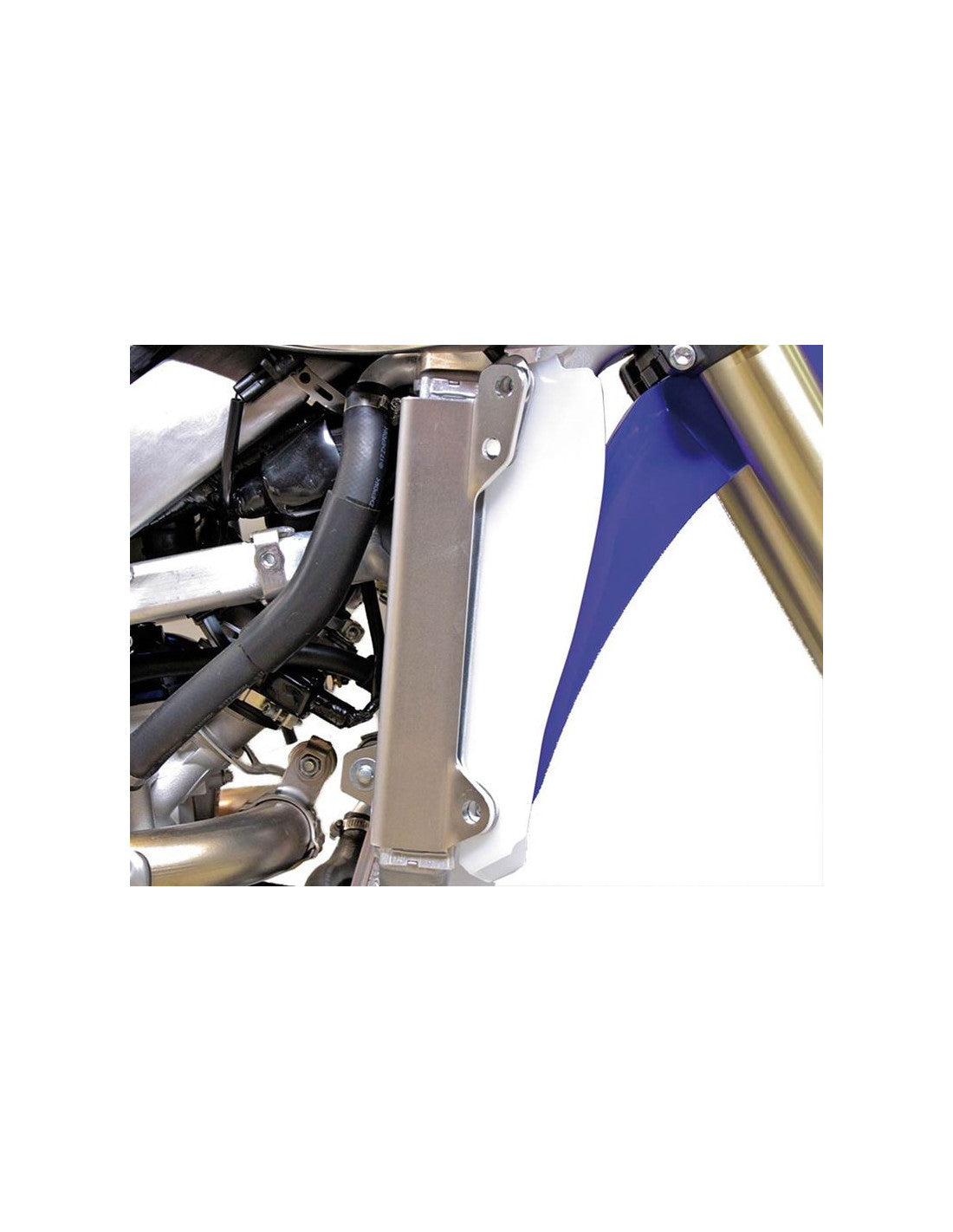 Side view of the radiator braces in aluminum for Yamaha YZ250F - YZ450F